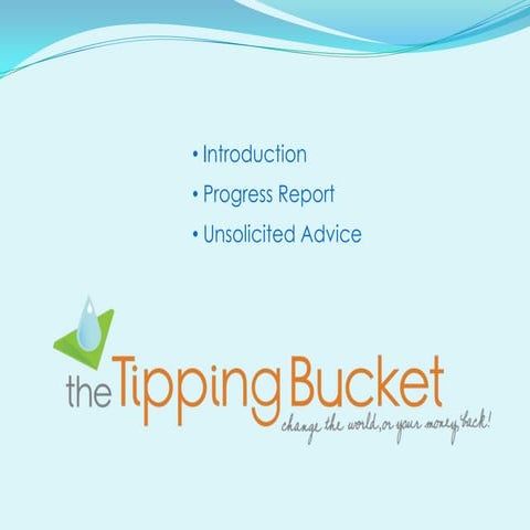 Social Venture Startup Lessons - The Tipping Bucket