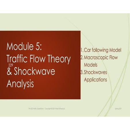 TTEng 422  s2021 module 5 Introduction to Traffic Flow Theory