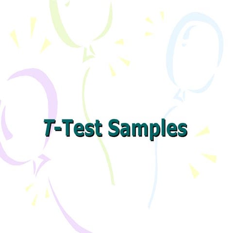 T Test Samples for Statistics in Research
