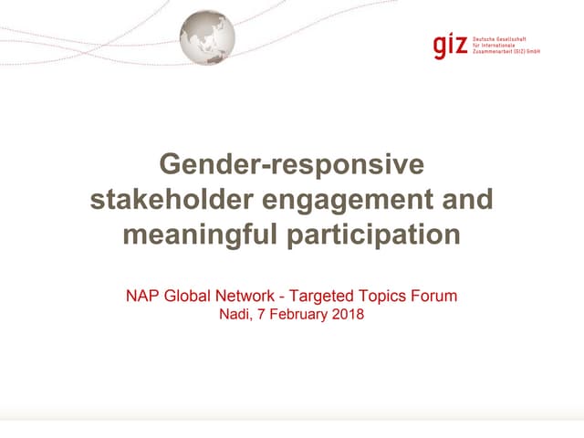 Gender-responsive stakeholder engagement and meaningful participation | Na-Hyeon Shin, GIZ