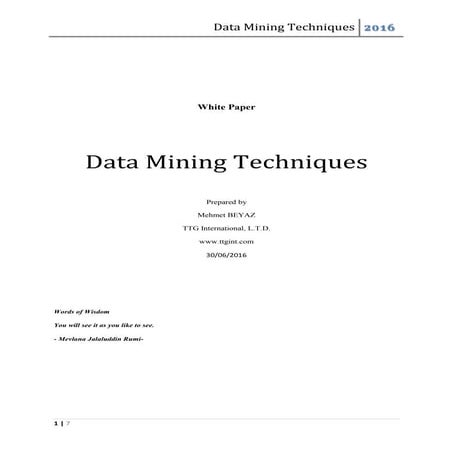 TTG Int.LTD Data Mining Technique