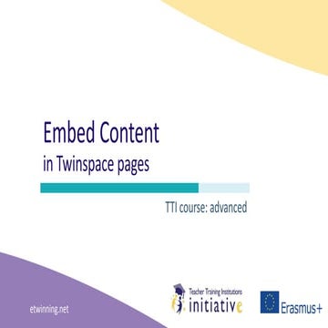 TTI course: embed content in Twinspace pages