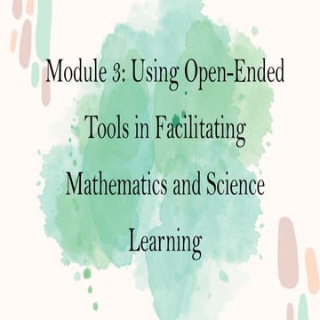 TTL 2 Open Ended Tools in Facilitating Math and Science Learning | PPTX