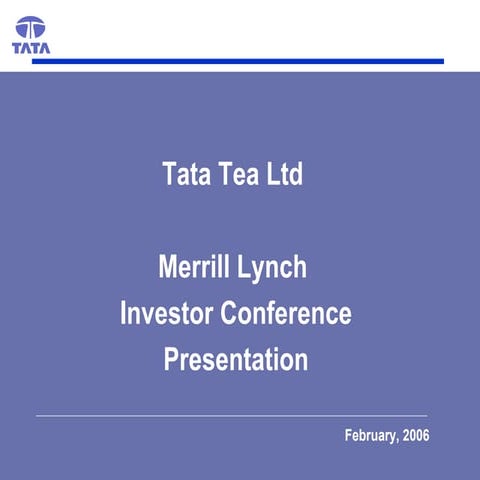 Tata Tea Investor Conference Presentation