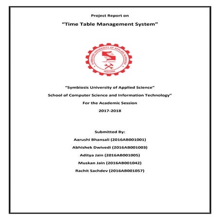 Time Table Management System Software Report