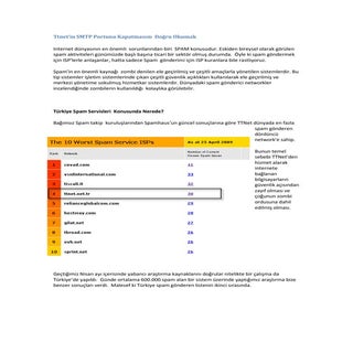 Örnek Spam Çözümü: TTNET SMTP Portu...