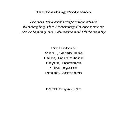 Trends toward Professionalism