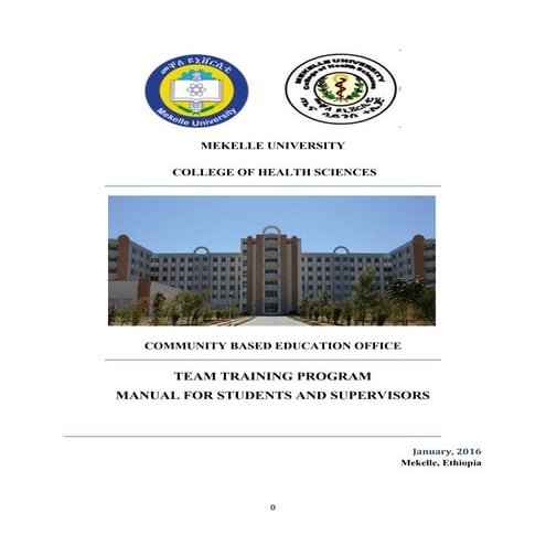 Team Training Program Manual of College of Health Science , Mekelle University