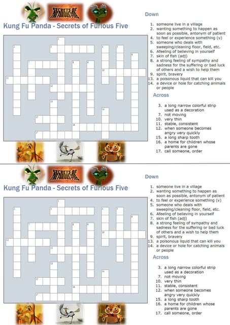 Crossword of Kung Fu Panda: Secrets of Furious Five PDF Crossword of Kung Fu Panda: Secrets of Furious Five PDF
