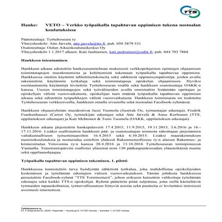 TTS Työtehoseura VETO-hanke loppuraportti
