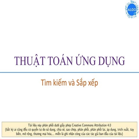 Thuật toán ứng dụng - Tìm kiếm và sắp xếp