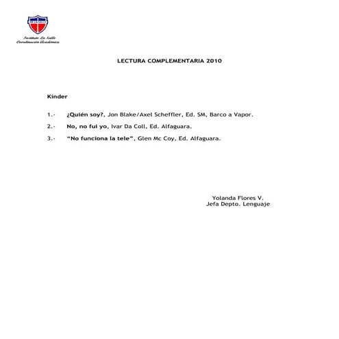 Títulos de lectura complementaria   lenguaje