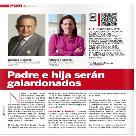 Padre e hija serán galardonados / TTV Preview