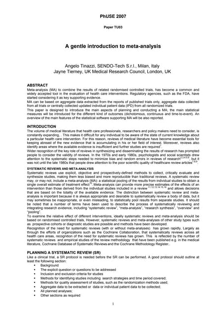 A gentle introduction to meta-analysis