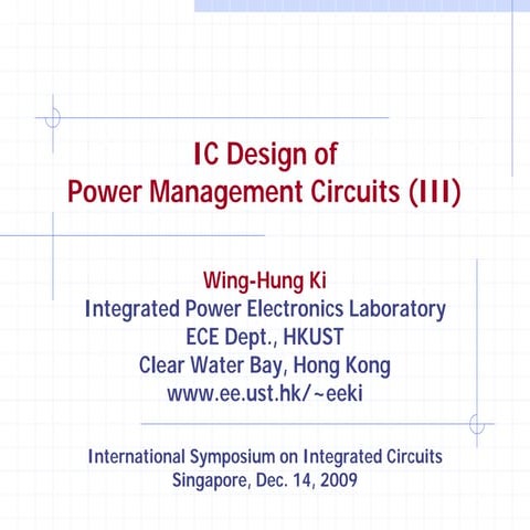 IC Design of Power Management Circuits (III)