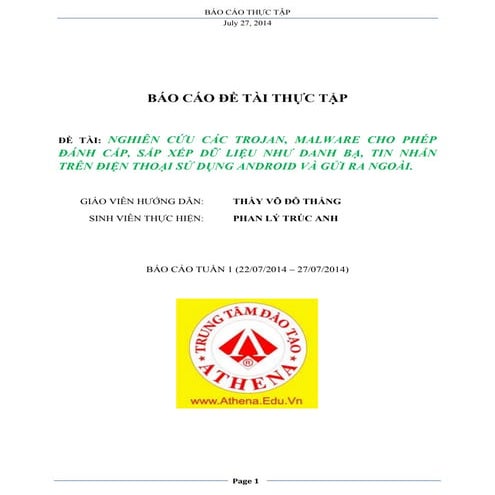 BÁO CÁO THỰC TẬP ATHENA - TUẦN 1