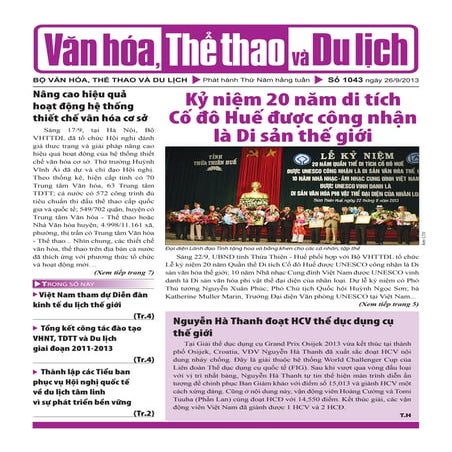 Toàn cảnh văn hóa, thể thao và du lịch – Số 1043 –vanhien.vn