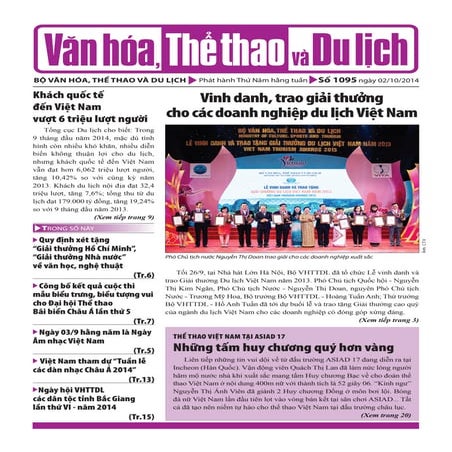 Toàn cảnh văn hóa, thể thao và du lịch - Số 1095 - vanhien.vn