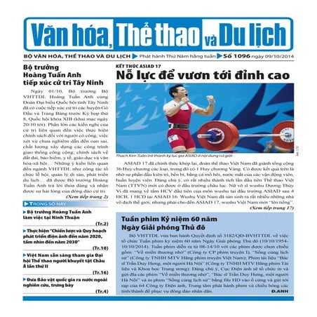 Toàn cảnh văn hóa, thể thao và du lịch - Số 1096 - vanhien.vn