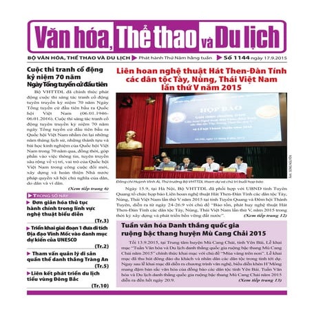 Toàn cảnh văn hóa, thể thao và du lịch - Số 1144 - vanhien.vn
