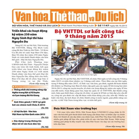 Toàn cảnh văn hóa, thể thao và du lịch - Số 1147 - vanhien.vn