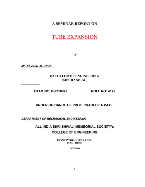 Tube expansion