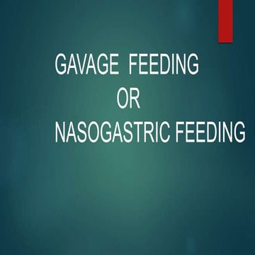 Tube feeding ( Gavage feeding  )