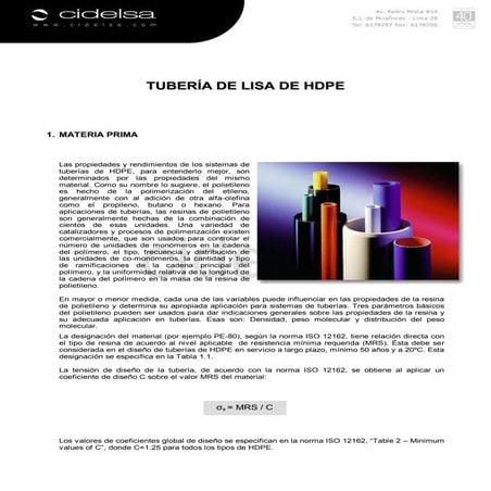 Tuberia hdpe especificaicones tecnicas