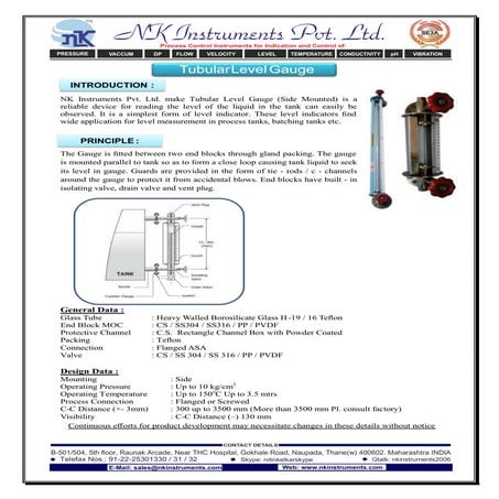 Tubular Glass Level Gauge