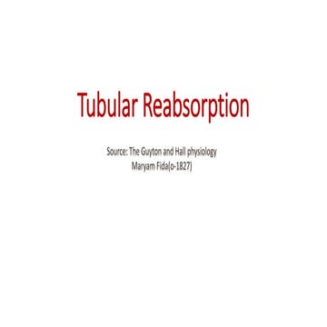 Tubular reabsorption (The Guyton and Hall physiology)
