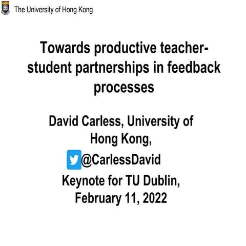 Towards productive teacher-student partnerships in feedback processes