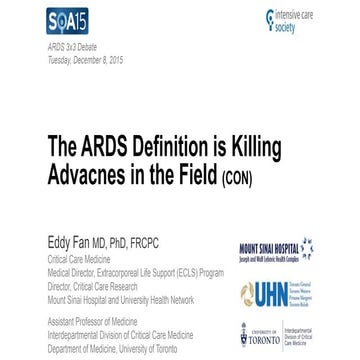 The ARDS Definition is Killing Advances in the Field - Fan