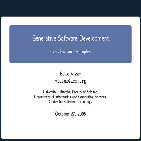 Generative Software Development. Overview and Examples | PPT