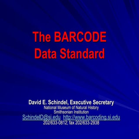 David Schindel - Barcode Data Standard Compliance
