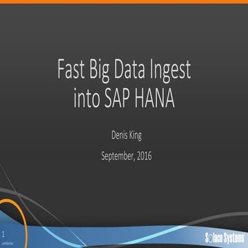 Fast Big Data Ingest into SAP HANA
