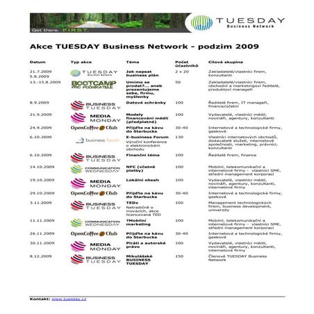 TUESDAY Business Network - Akce podzim 2009