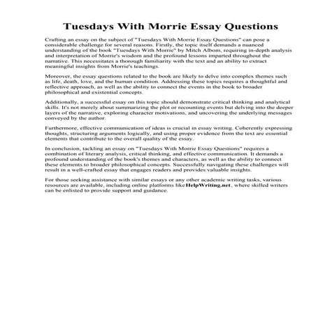 Tuesdays With Morrie Essay Questions.pdf