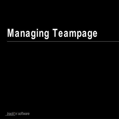 Managing and Monitoring TeamPage