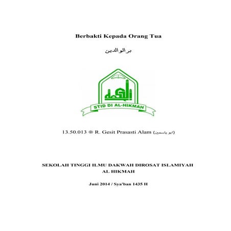 Hadits Berbakti Kepada Kedua Orang Tua