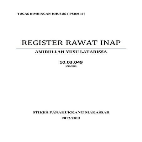 Tugas   psrm ii - register rawat inap
