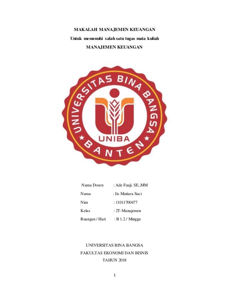 Tugas 1 Makalah Manajemen Keuangan