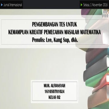 Pengembangan Tes Untuk Kemampuan Kreatif Pemecahan Masalah Matematika