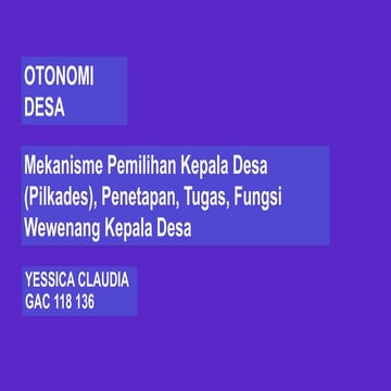 Mekanisme Kepala Desa (Otonomi Desa)