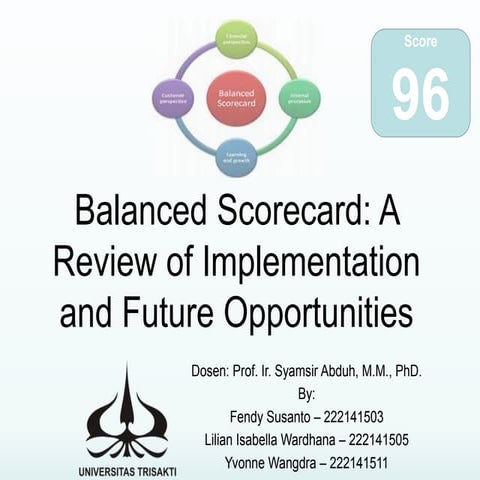 Balanced Scorecard: A Review of Implementation and Future Opportunities