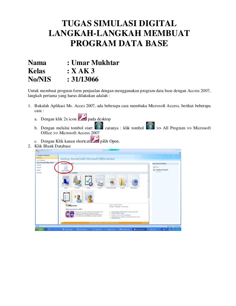 Langkah Langkah Membuat Program Database
