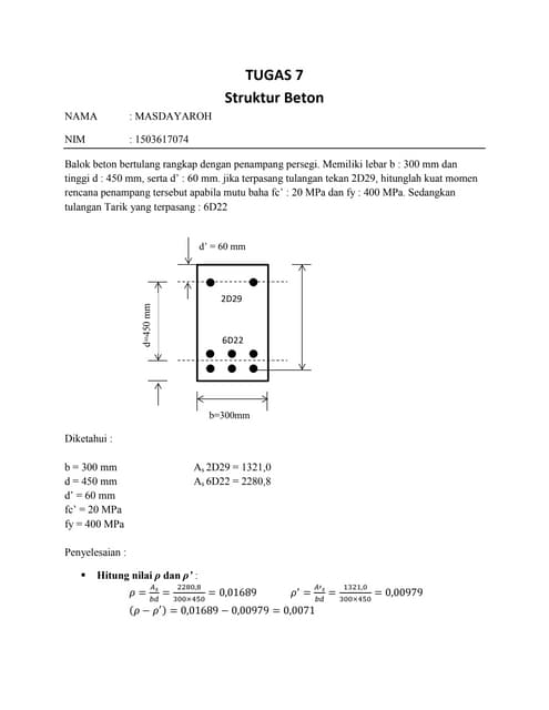 contoh soal menghitung momen ultimate pada balok | PDF