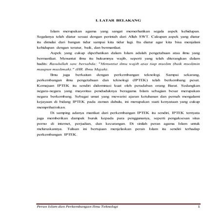 Islam dan Ilmu Pengetahuan Teknologi