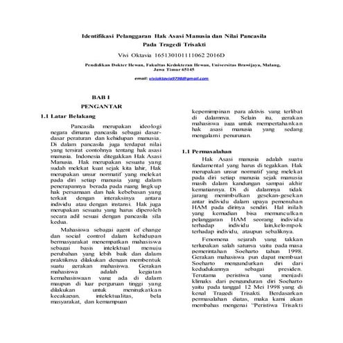 Identifikasi Pelanggaran Hak Asasi Manusia dan Nilai Pancasila Pada Tragedi T...
