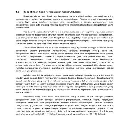Kepentingan Teori Pembelajaran Konstruktivisme dan Implikasi terhadap Pengaja...