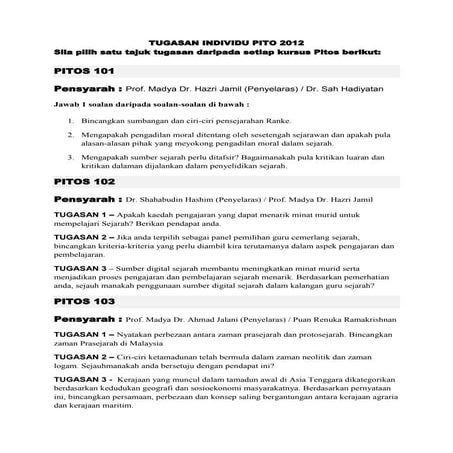 Tugasan individu pitos 2012 new